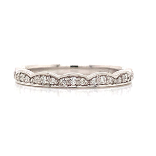 18ct White Gold Curved Diamond Crown Ring