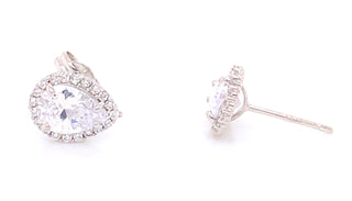 9ct White Gold Pear Halo Stud Earrings