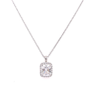 Sterling Silver Emerald Cut White CZ Necklace