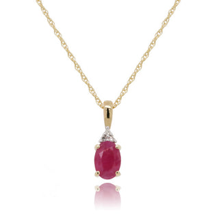 9ct Yellow Gold Earth Grown Diamond & Ruby Pendant Necklace