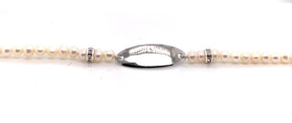 Sterling Silver 4-4.5mm Pearl ID Bracelet With Cz Rondel