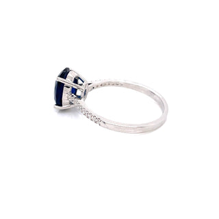 Sterling Silver Oval CZ Sapphire Ring