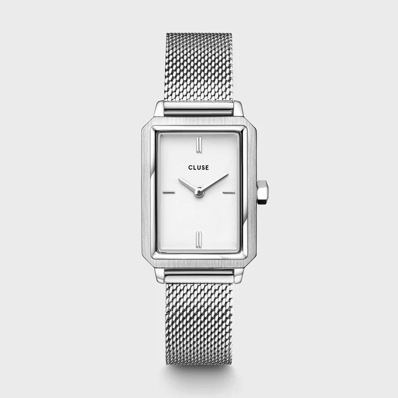 Cluse Fluette Watch Mesh White Silver Colour