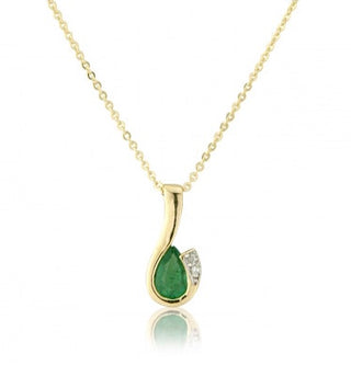 9ct Yellow Gold Diamond And Emerald Pendant