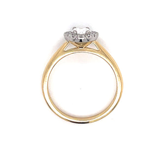 Caoimhe - Yellow Gold .80ct Oval Halo Castle Set Diamond Ring