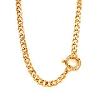 Golden Curb Link Necklace Ships Wheel Catch