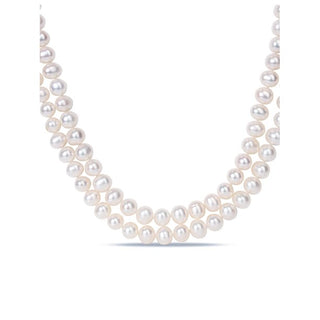 Noriko Pearl Double Strand Necklace with Sterling Silver Adjustable Catch