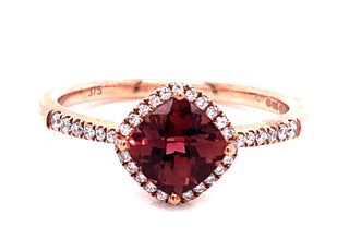 9ct Rose Gold Pink Tourmaline And Diamond Ring