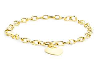 9ct Yellow Gold Heart Tag Belcher Link Bracelet