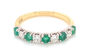 18ct Yellow Gold Emerald And 0.33ct Diamond Eternity Ring