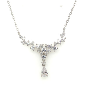 Sterling Silver Shimmering Pendant With Drop Pear Cz