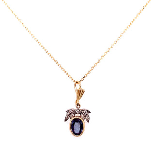 9ct Gold Two Tone Sapphire And Diamond Necklace