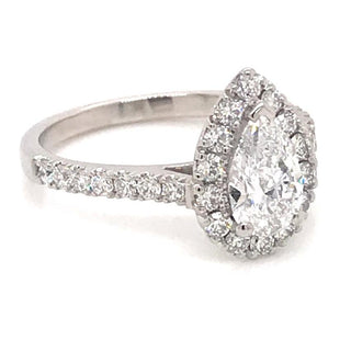Abigail - Platinum Pear Halo Castle 1.32ct Earth Grown Diamond Engagement Ring