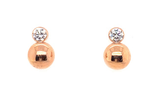 9ct Rose Gold Cz And Ball Drop Earrings
