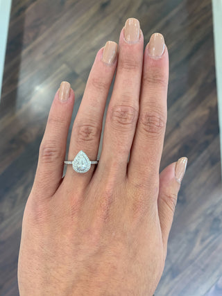 Rachel - Platinum Natural 0.60ct Double Halo Pear Shape Diamond Ring