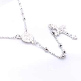 Sterling Silver Rosary Bead Necklace