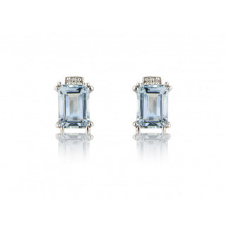 9ct White Gold Earth Grown Diamond & Aquamarine Earrings