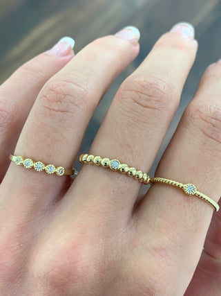 9ct Gold Dotted Band With Cz Stone