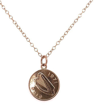 Tadgh Óg Solid 9ct Rose Gold Haypenny Irish Coin Pendant