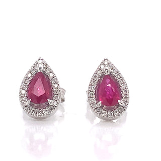 9ct White Gold 0.60ct Earth Grown Ruby And Diamond Earrings