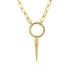 9ct Yellow Gold Chunky Link Spike & Circle Necklace