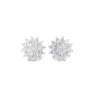 Sterling Silver CZ Large Cluster Style Earring