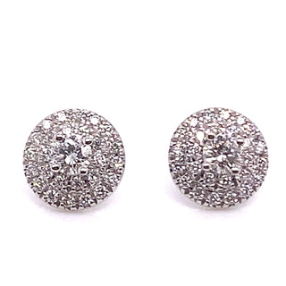 18ct White Gold 0.65ct Double Halo Diamond Stud Earrings