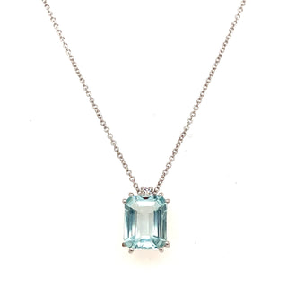 2.71ct Earth Grown Aquamarine with 0.03ct Earth Grown Diamond 18ct White Gold Pendant