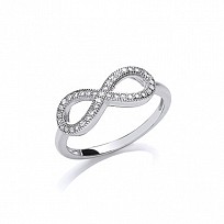 Sterling Silver CZ Rhodium Plate Infinity Ring