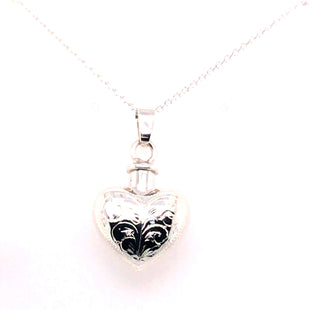 Sterling Silver Perfume Bottle Heart Cylinder Pendant