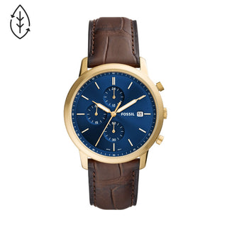 Fossil Gents Minimalist Chronograph Brown Croco Eco Leather Watch