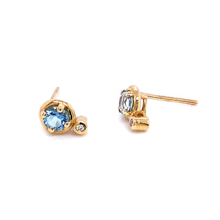 Anma 14ct Gold Aquamarine & Diamond Earrings