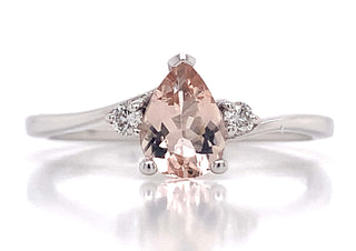 9ct White Gold 0.25ct Earth Grown Morganite And Diamond Ring
