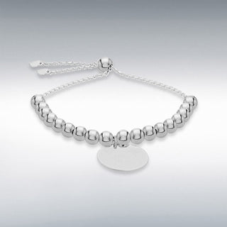 Sterling Silver Rhodium Plated Ball And Disc Bracelet With Adjustable Slider