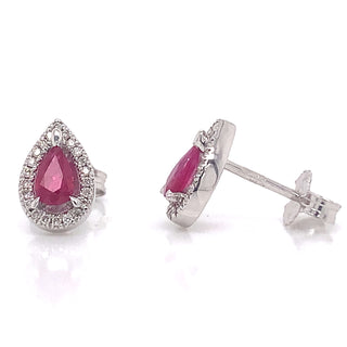 9ct White Gold 0.60ct Earth Grown Ruby And Diamond Earrings