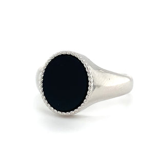 Sterling Silver Mens Onyx Signet Ring