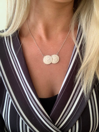 Sterling Silver Double Coin Necklace