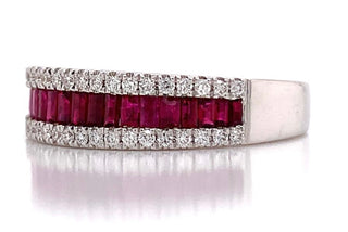 18ct White Gold Ruby And Diamond Band