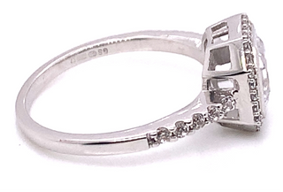 9ct White Gold Rubover Halo Cz Ring