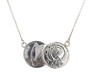 Tadgh Óg Solid Sterling Silver Double Haypenny Irish Coin Pendant