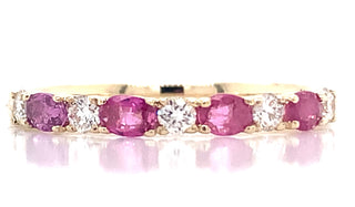 9ct Yellow Gold Earth Grown Ruby And Diamond Band