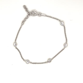 Sterling Silver chain rub over Cz bracelet
