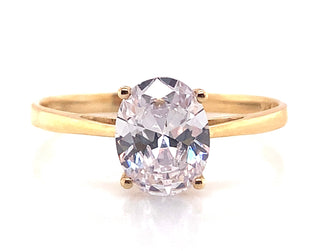 9ct Yellow Gold Large Oval Cz Ring