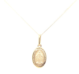 9ct Yellow Gold Small Oval Reversible Miraculous Medal Pendant