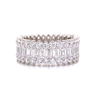 Sterling Silver Full Set Baguette CZ Ring