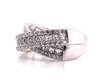 Sterling Silver Crossover Cz Ring