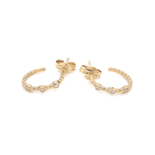 9ct Yellow Gold Dotted Hoop with Scattered Diamonds