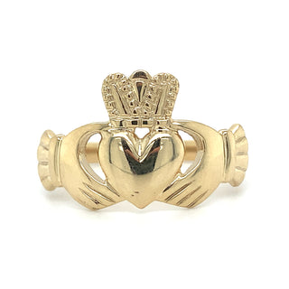 9ct Yellow Gold Gents Heavy Claddagh Ring