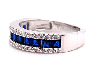 Sterling Silver Blue Cz Baguette Ring