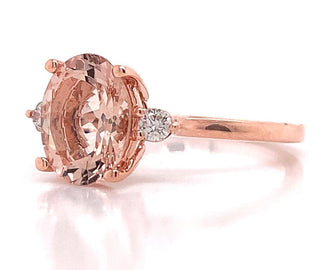 9ct Rose Gold 1.75ct Oval Morganite And 0.08ct Diamond Ring